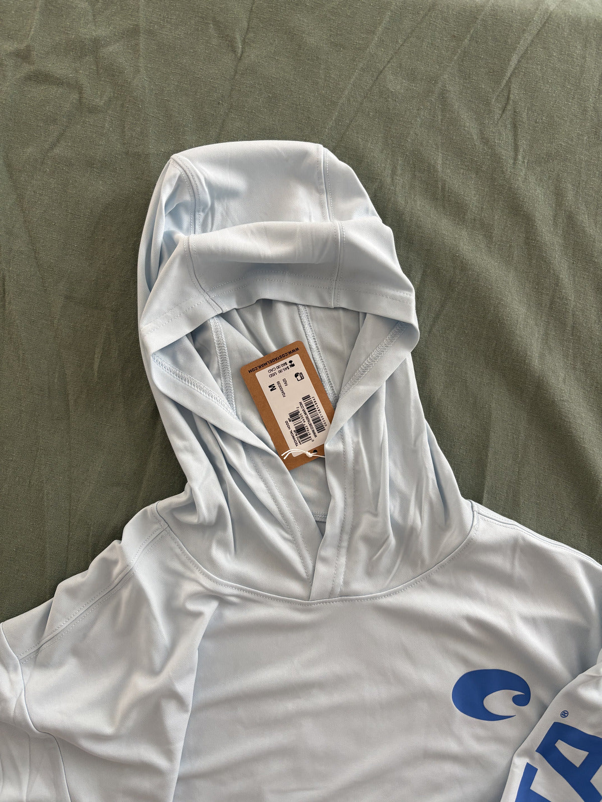 Costa Technical Hooded Long Sleeve Shirt Medium Light Blue