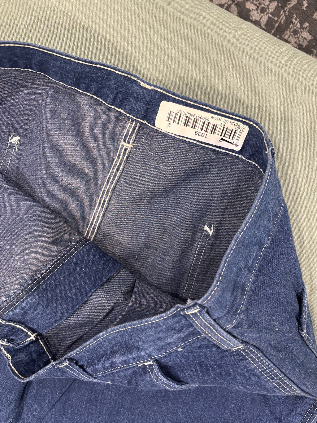 Carhartt Denim Dungaree Pants Size 42x30 Blue Heavy Duty