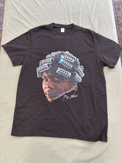 Big Meech Black Graphic T-Shirt with Curlers Design Size XL