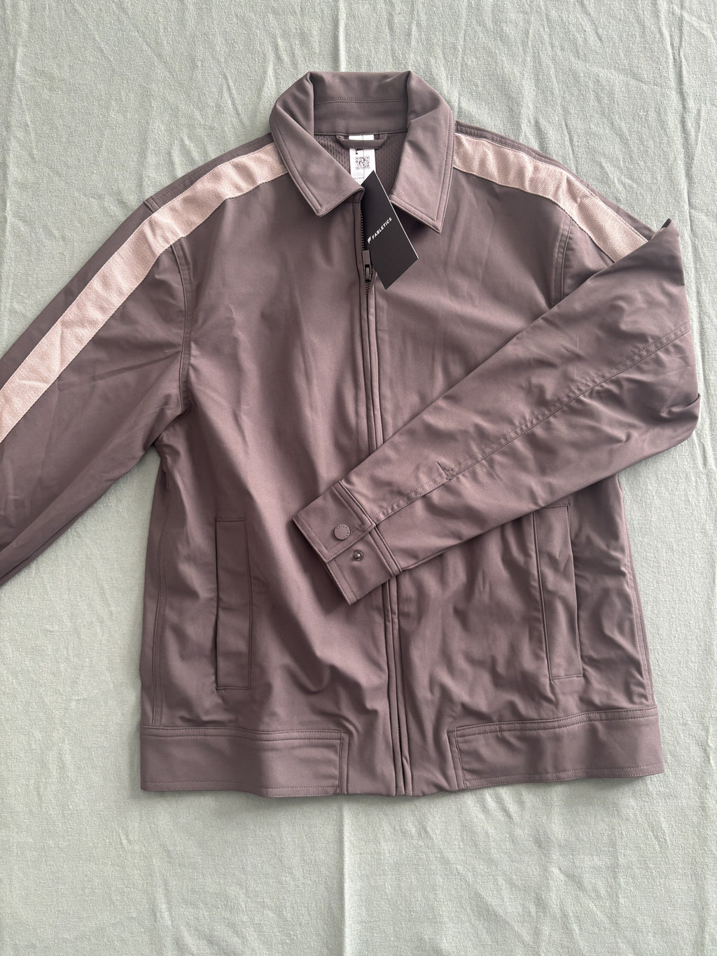 Men's Brown Track Jacket with Beige Stripes, Size XS