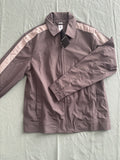 Men's Brown Track Jacket with Beige Stripes, Size XS