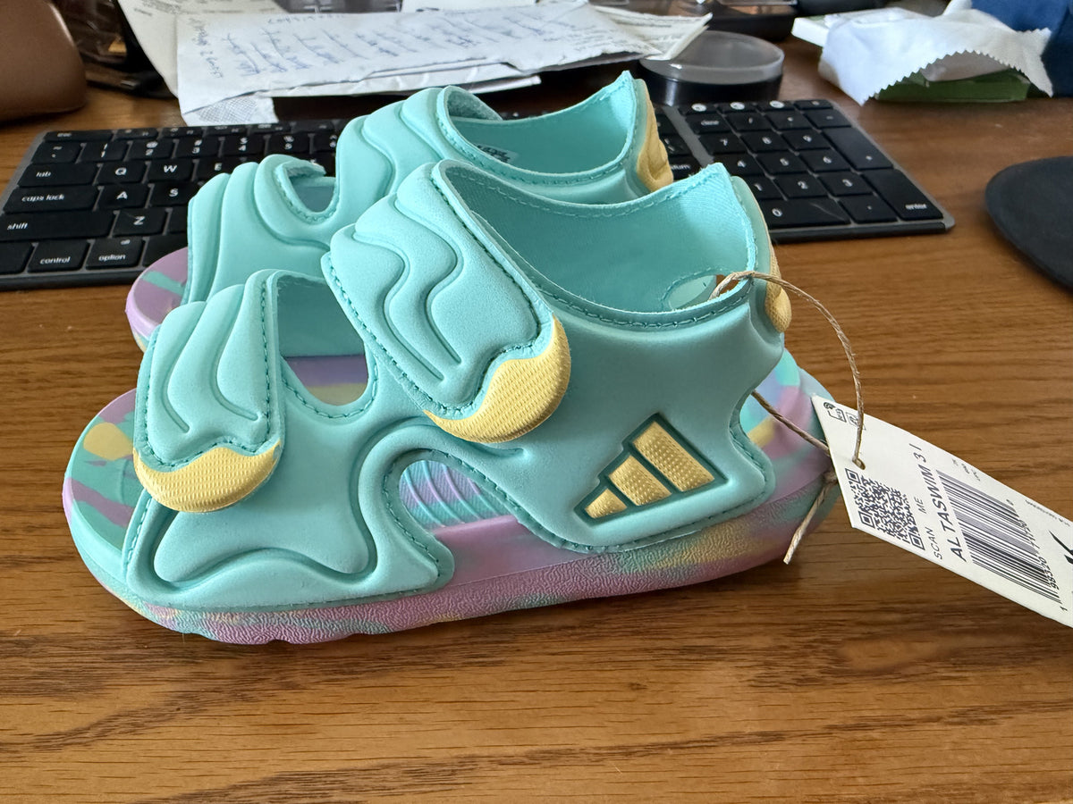 Adidas Altaswim 3I Kids Sandals Size 7K NWT - Aqua Tie-Dye