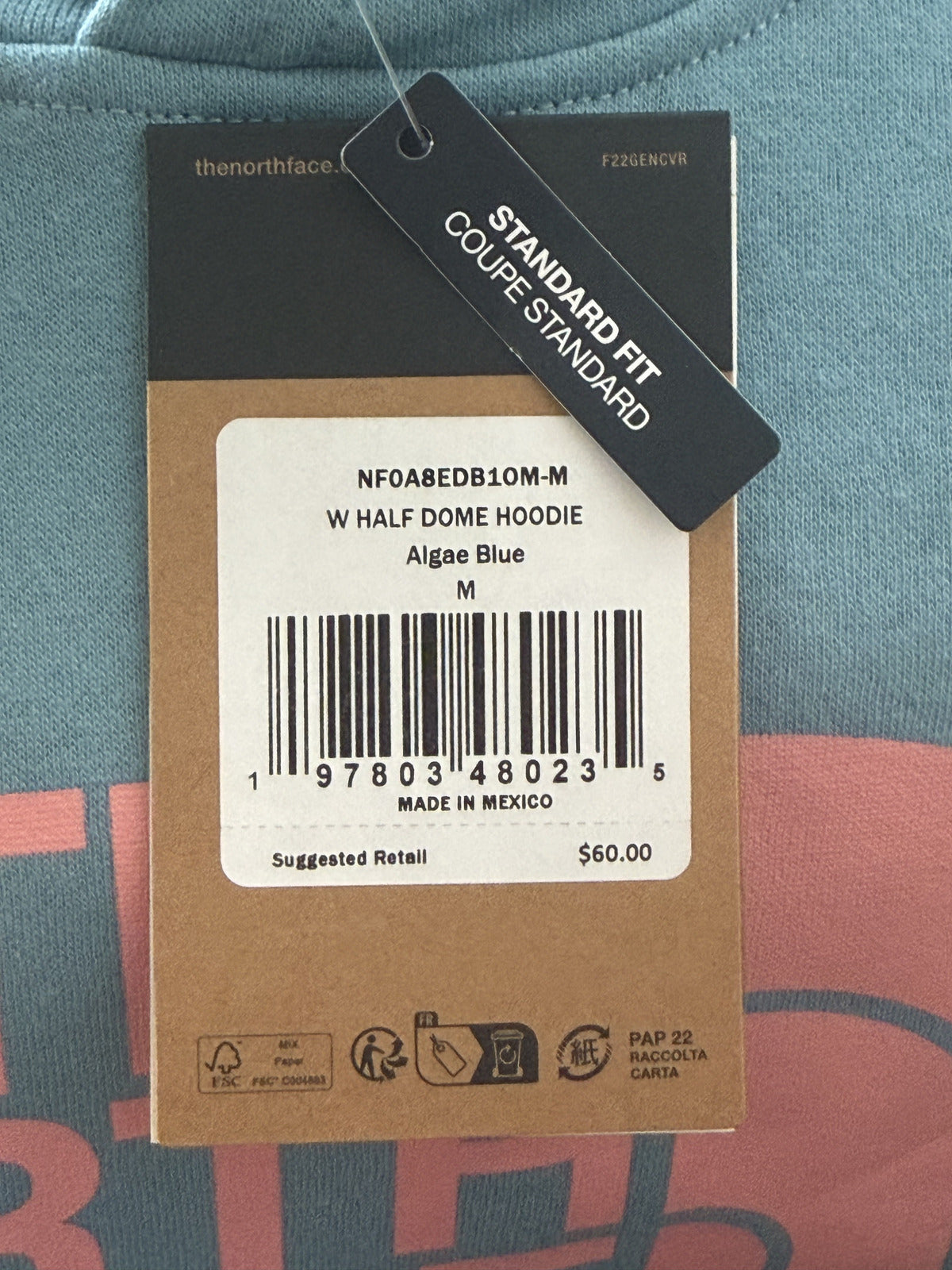 The North Face algae blue hoodie size M