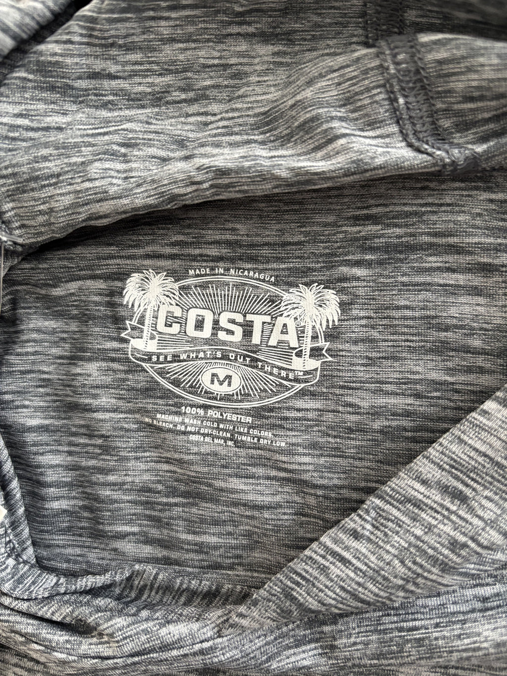 Costa Men's Gray Heather Hooded Long Sleeve Shirt Size M