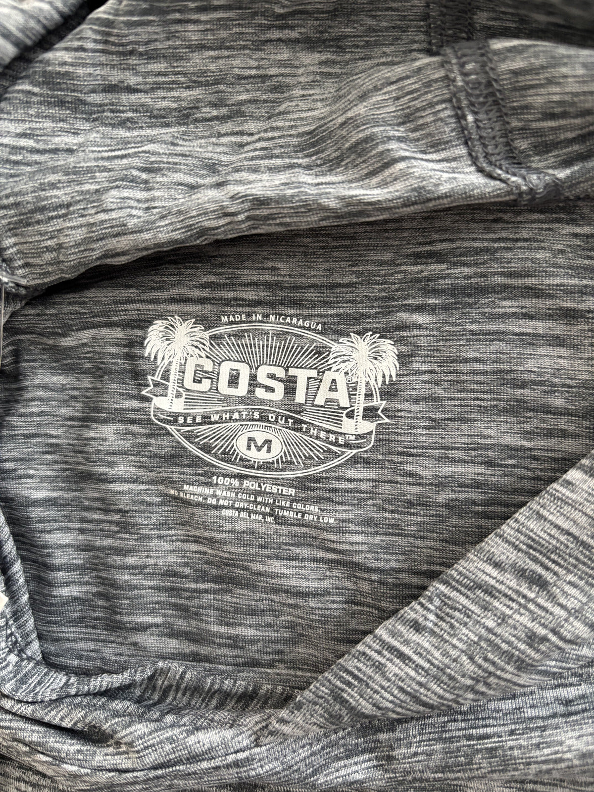 Costa Men's Gray Heather Hooded Long Sleeve Shirt Size M