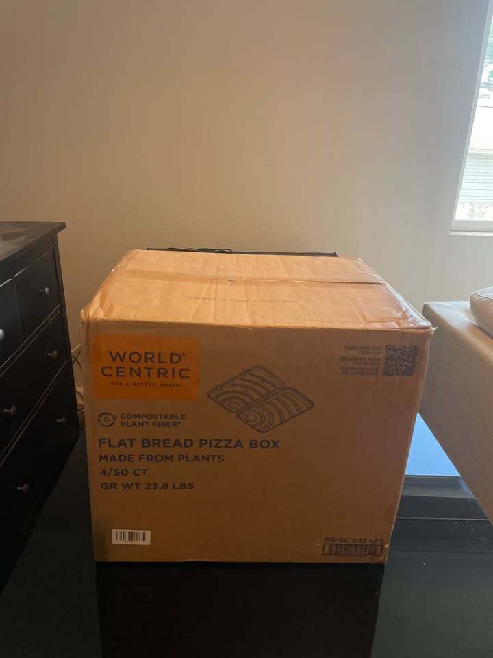 World Centric Compostable Plant Fiber Flat Bread Pizza Box 4/50 CT