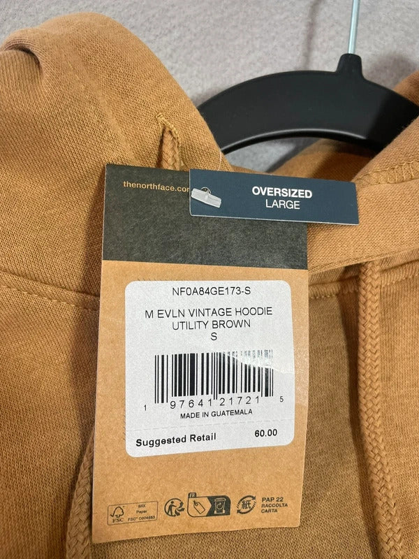 The North Face M EVLN Vintage Hoodie Utility Brown Size S