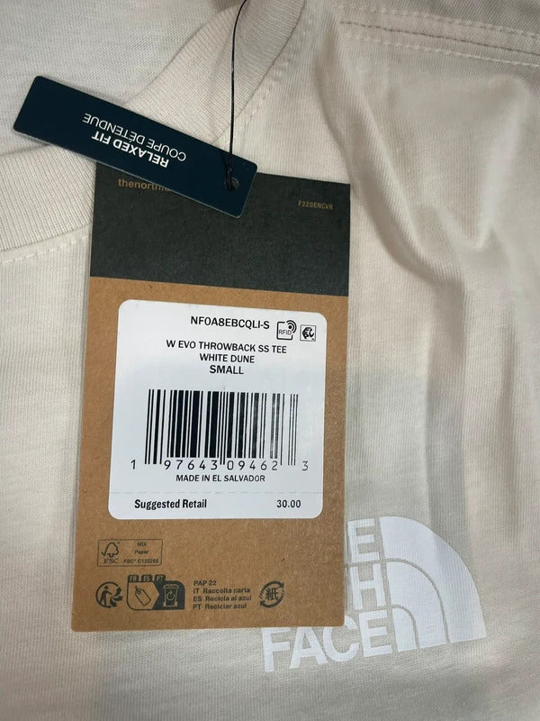The North Face W Evo Throwback SS Tee White Dune Small