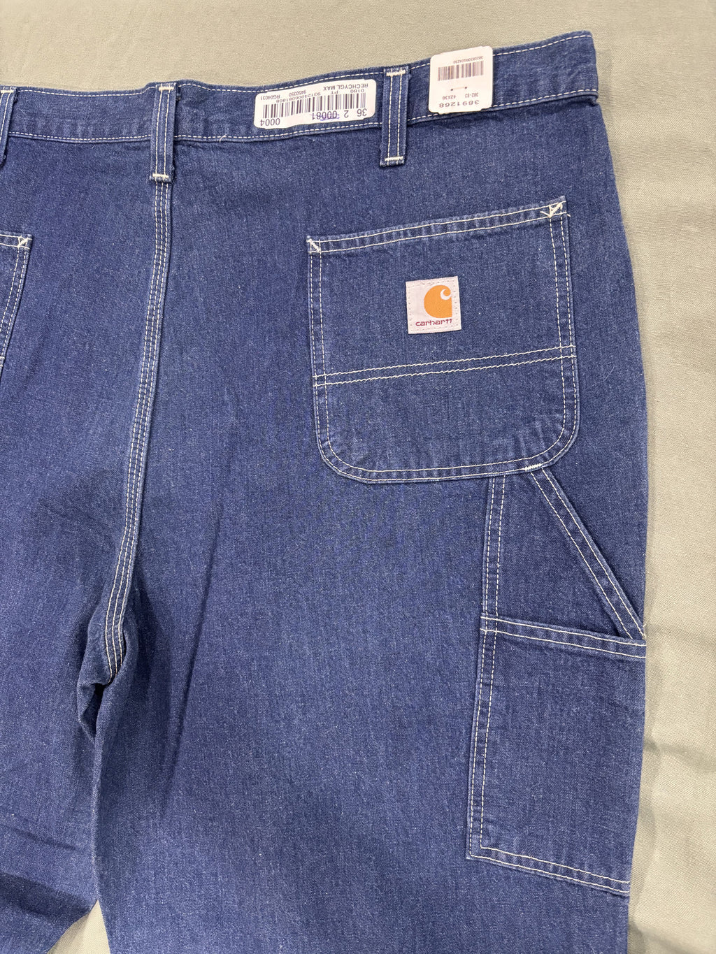 Carhartt Denim Dungaree Pants Size 42x30 Blue Heavy Duty