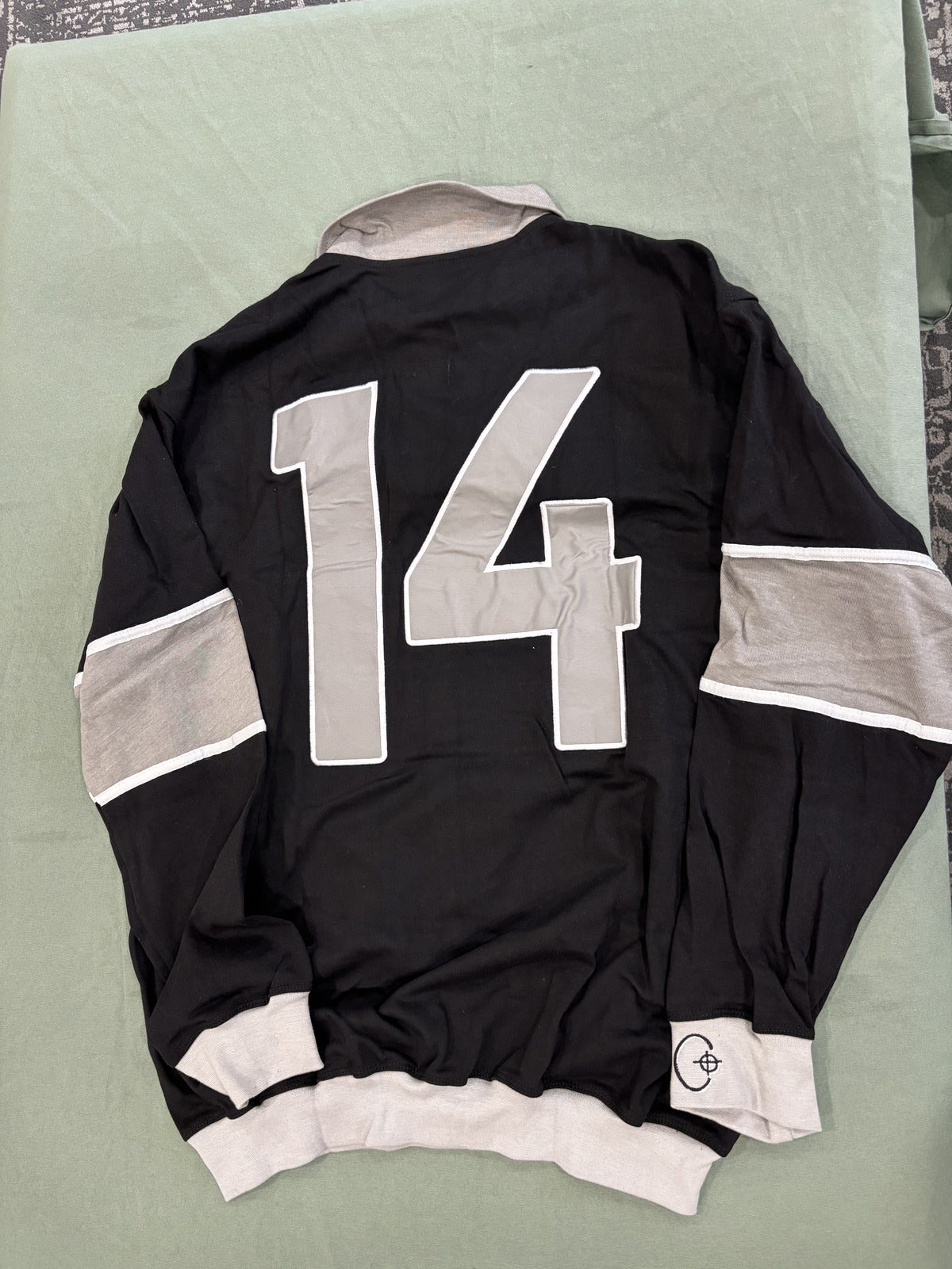 Overtime Onyx Black and Gray Long Sleeve Rugby Shirt Size 3X