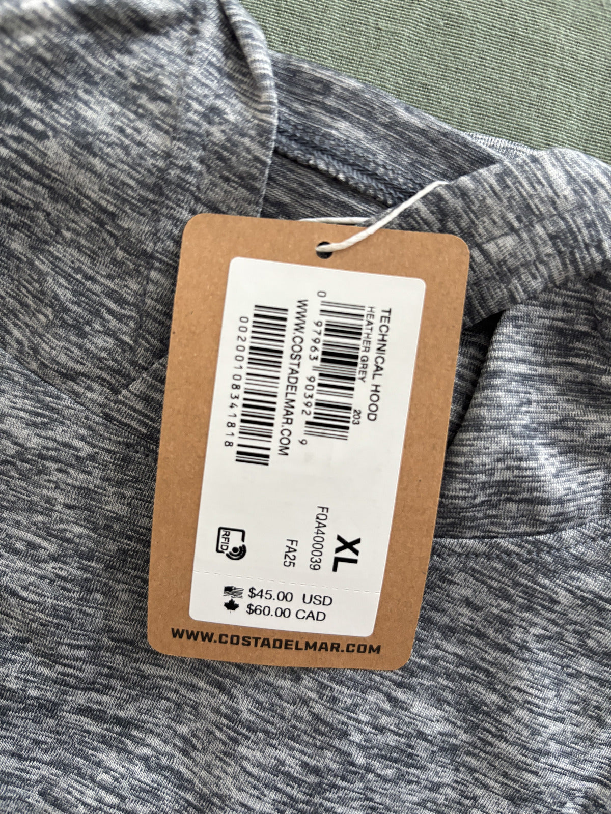Costa Del Mar Technical Hooded Long Sleeve Shirt XL Gray
