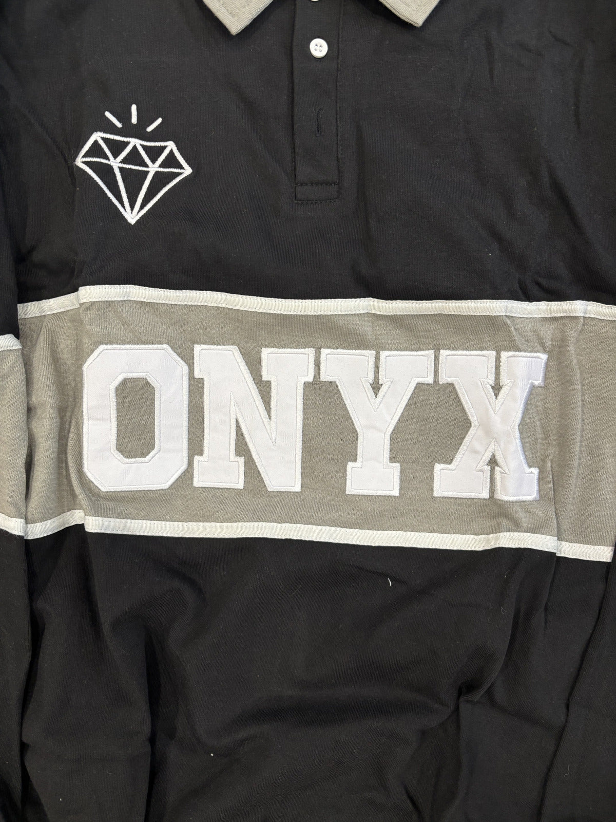 Overtime Onyx Black and Gray Long Sleeve Rugby Shirt Size 3X