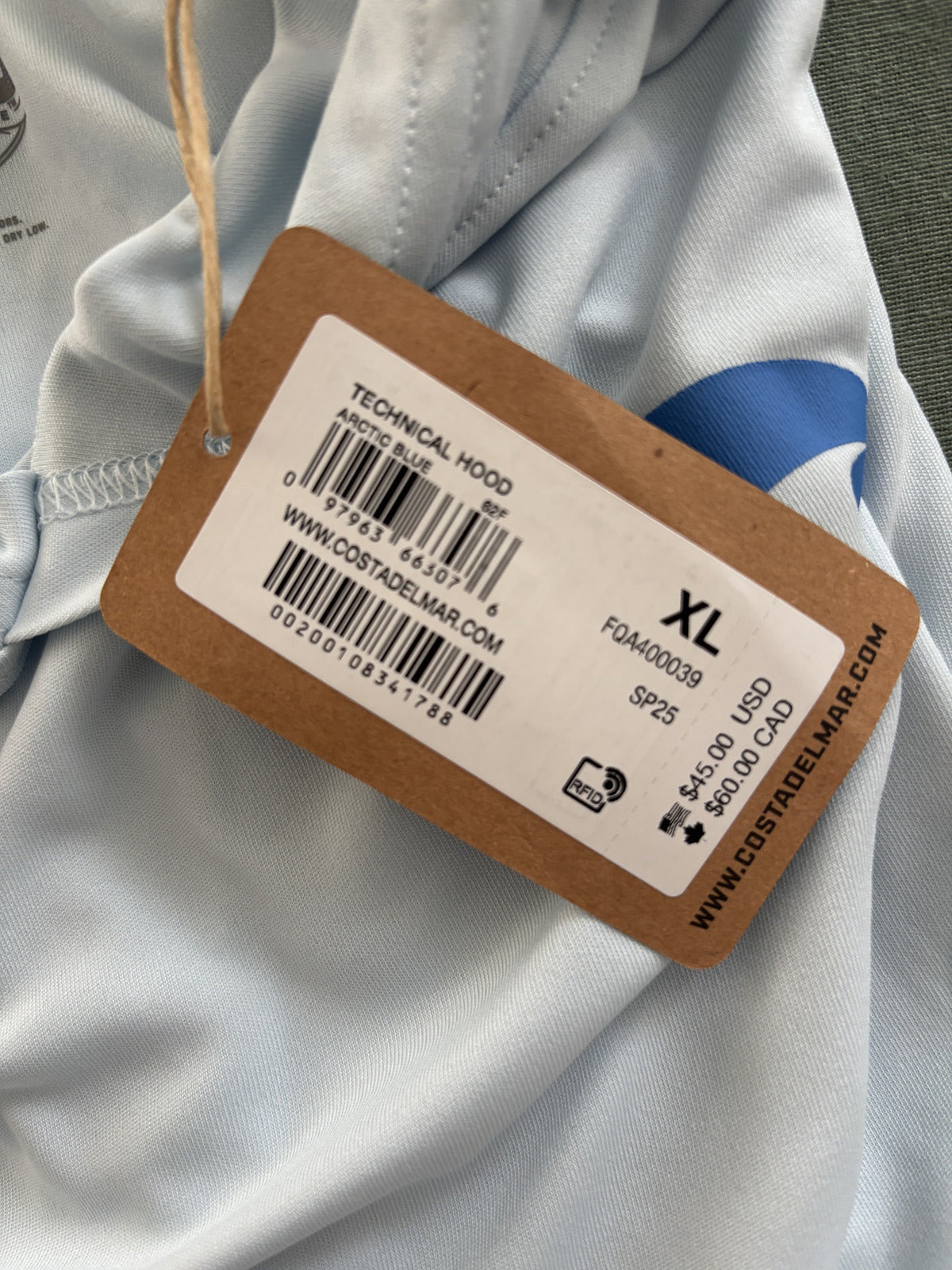 Costa Technical Hooded Long Sleeve Shirt XL Arctic Blue UV