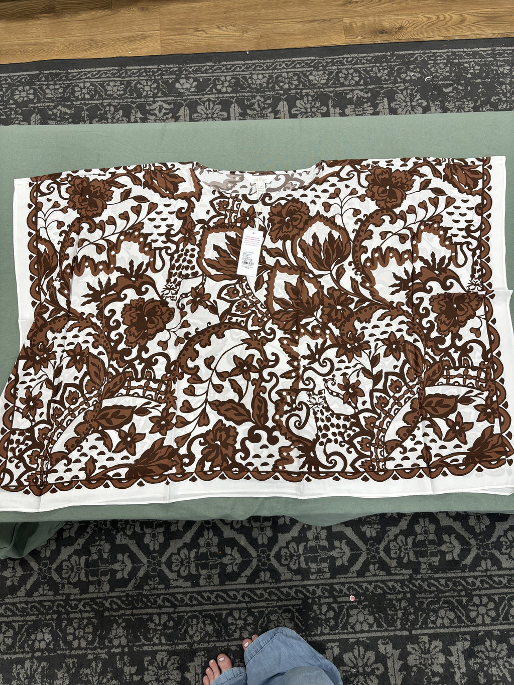 Lilly Pulitzer Britina Tunic Brown Floral Print Size S/M