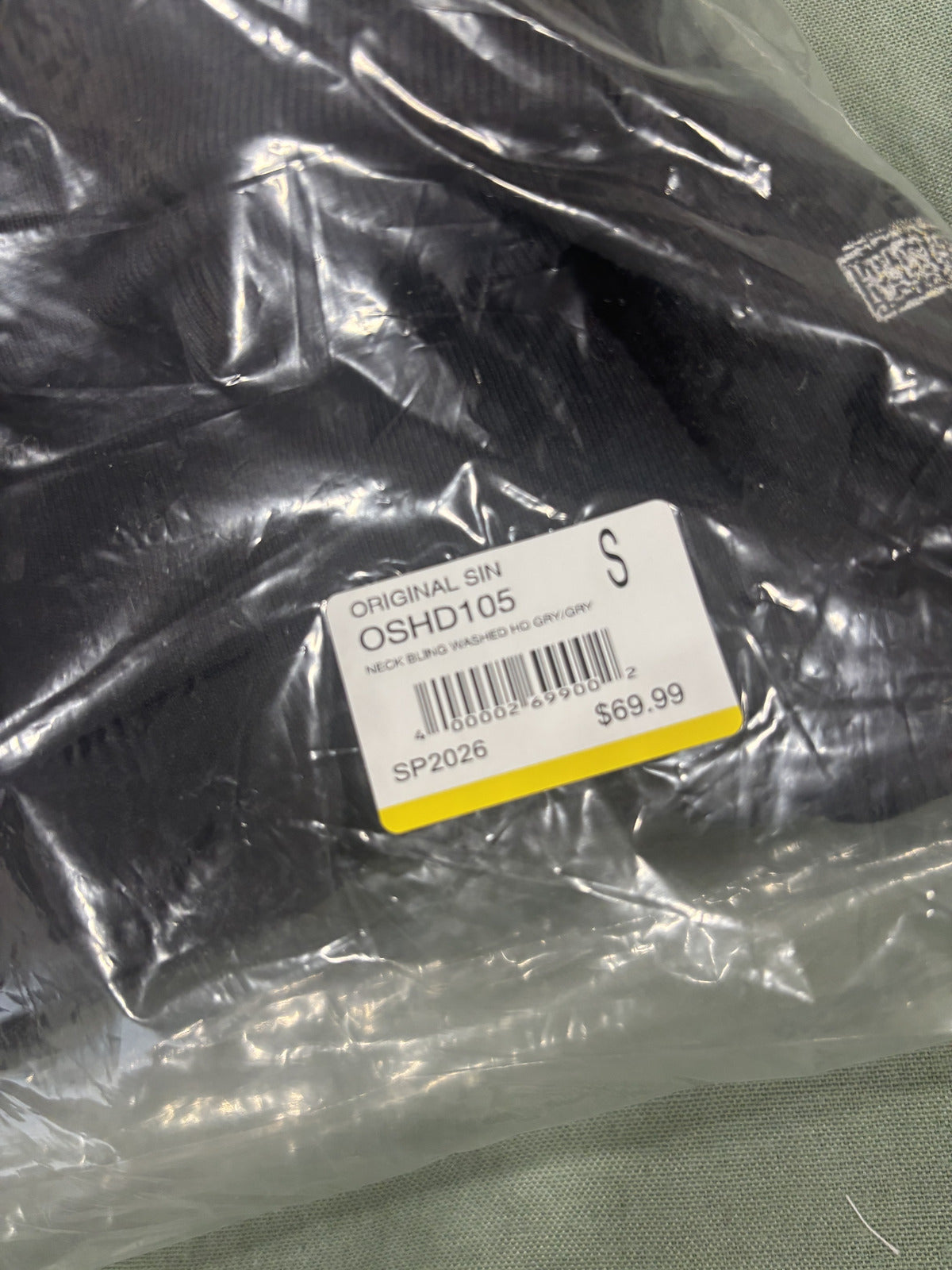 Original Sin Black Hoodie with Cross Chains Print Size Small