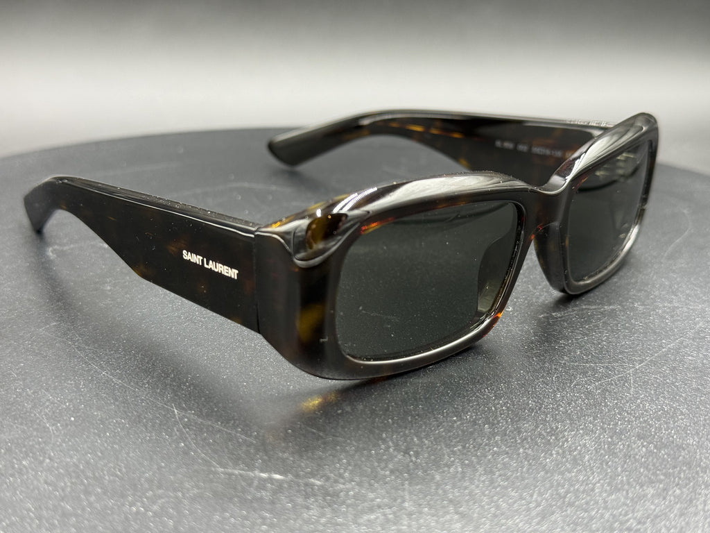 Saint Laurent Paris Tortoise Rectangular Sunglasses