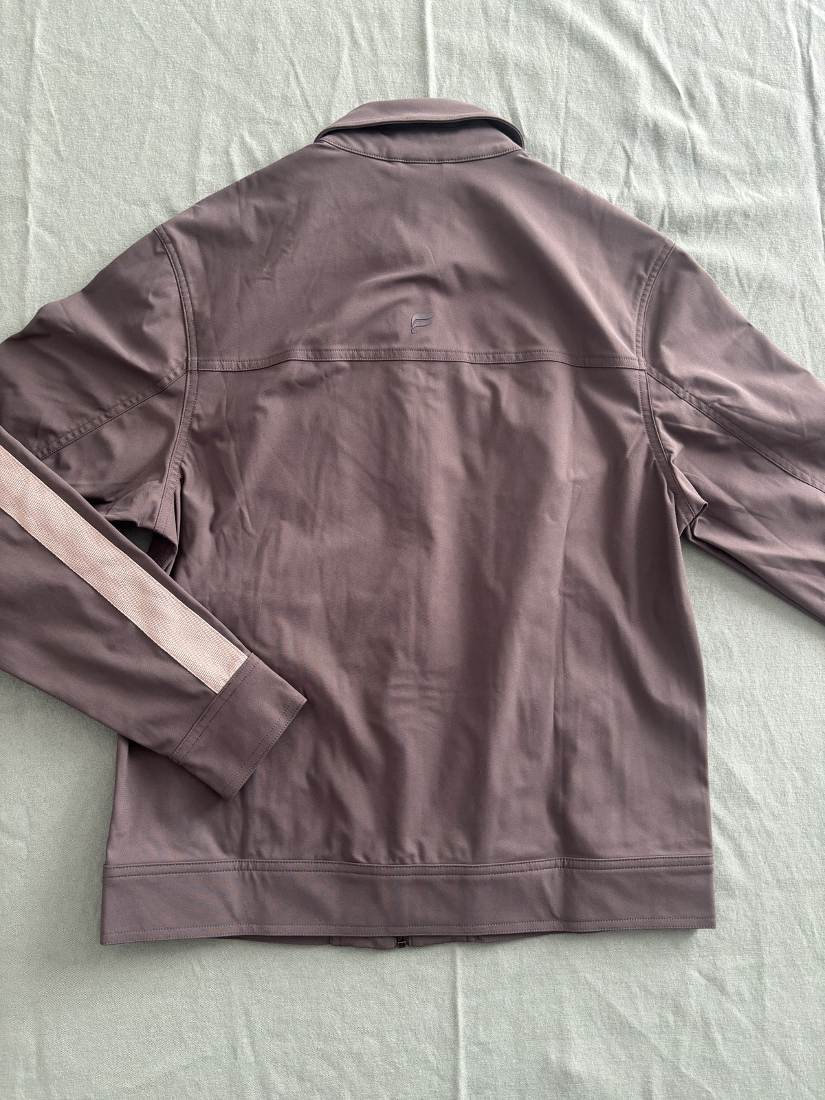 Men's Brown Track Jacket with Beige Stripes, Size XS