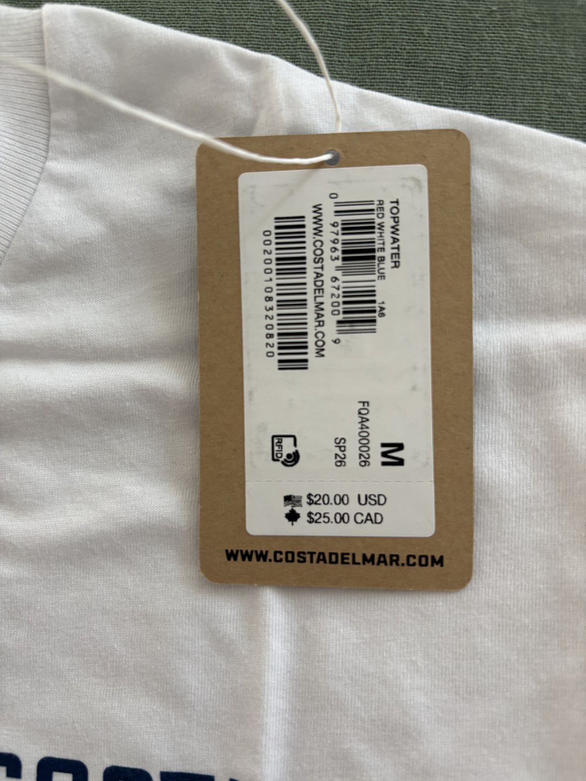 Costa White Short Sleeve T-Shirt Medium