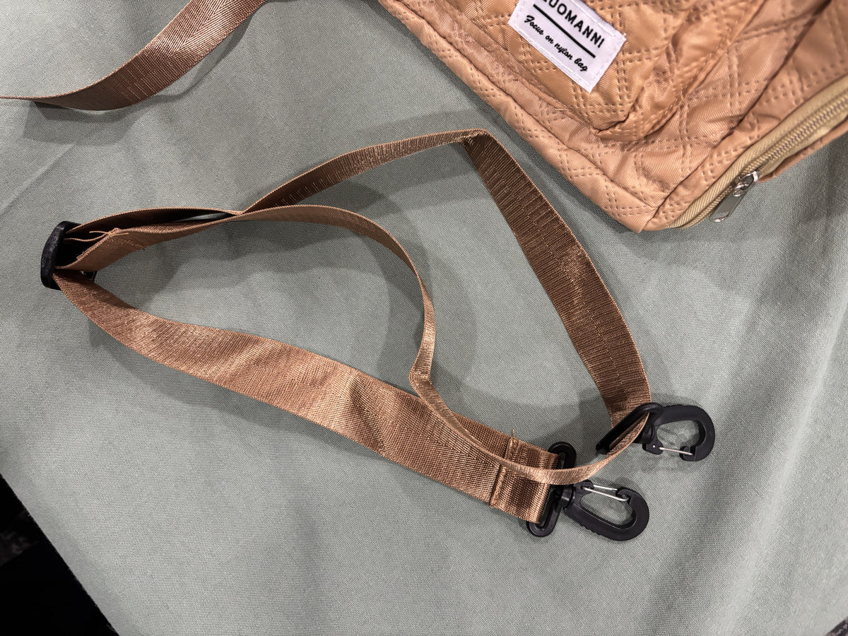 ZUOMANNI Beige Quilted Shoulder and Handbag with Multiple Pk