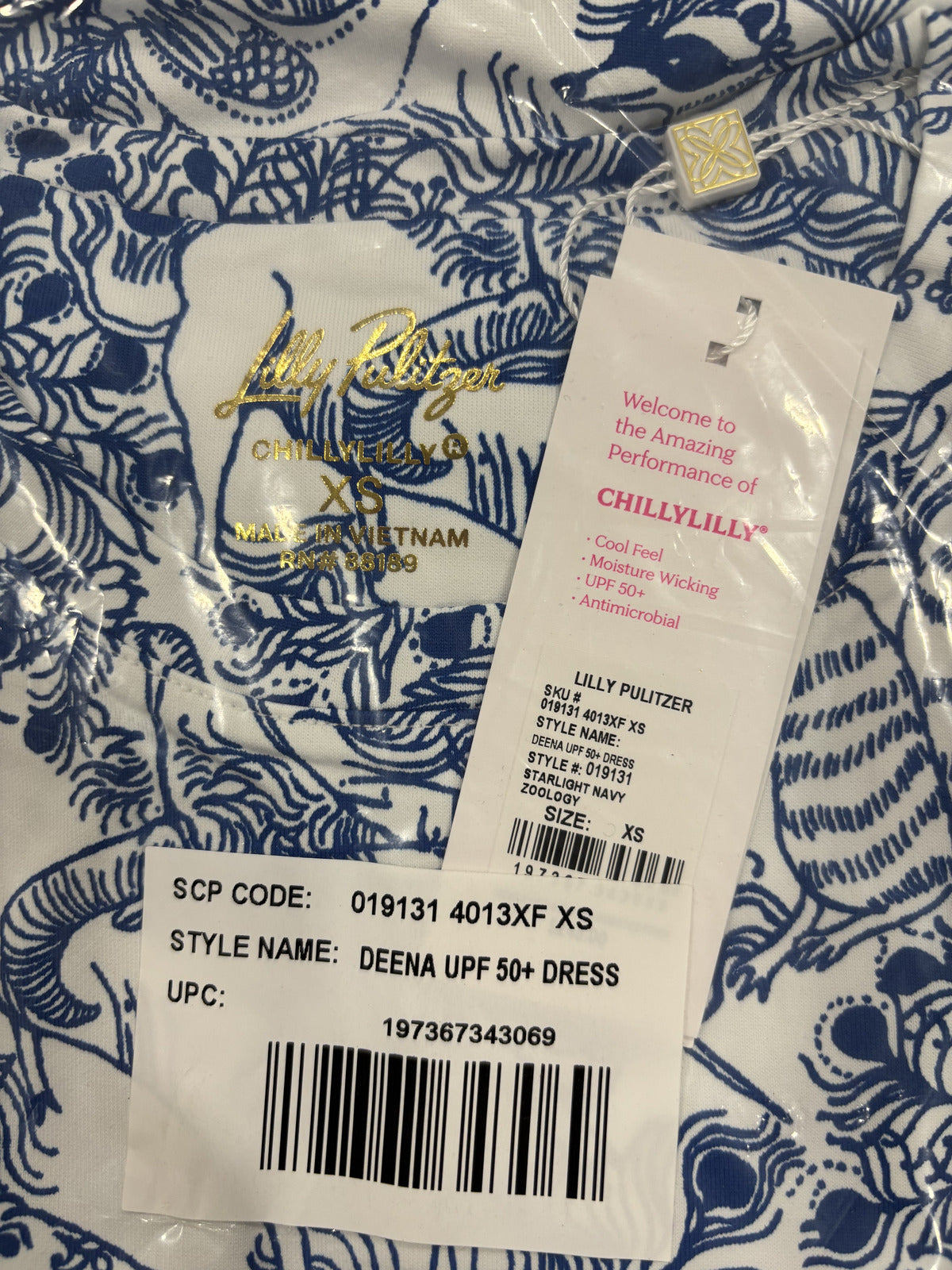 Lilly Pulitzer Blue and White Animal Print Maxi Dress XS