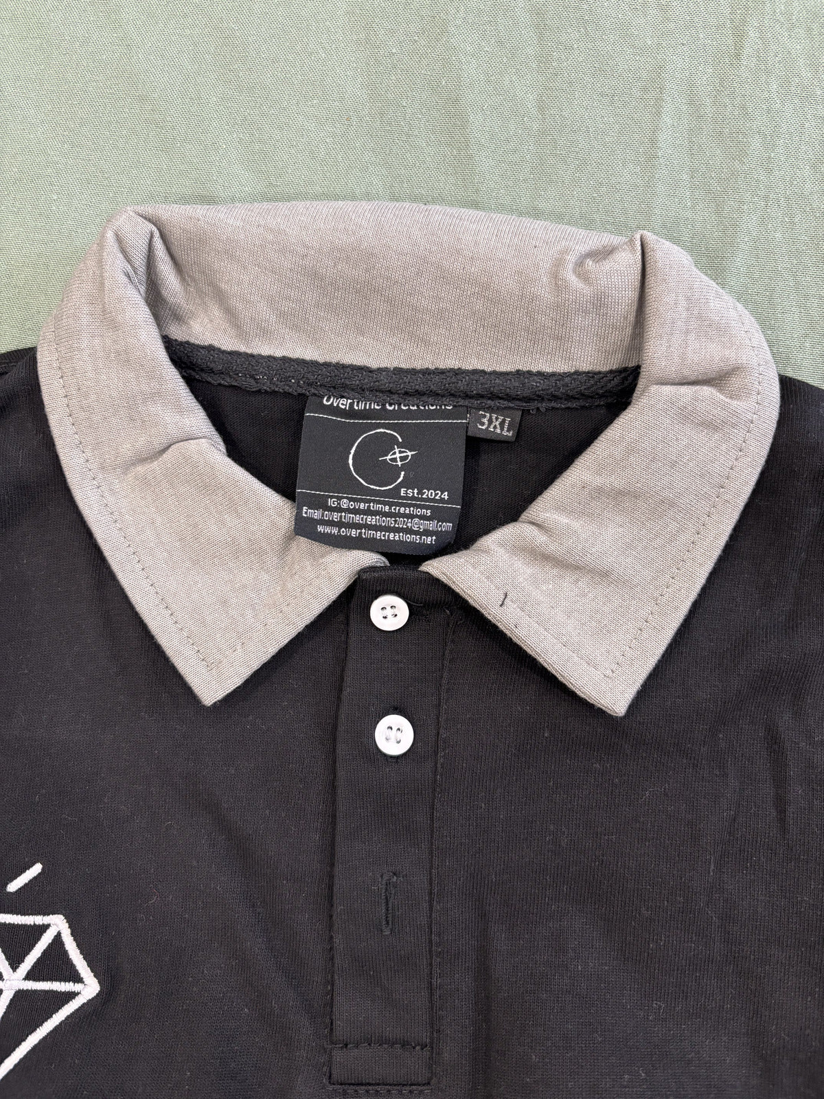 Overtime Onyx Black and Gray Long Sleeve Rugby Shirt Size 3X