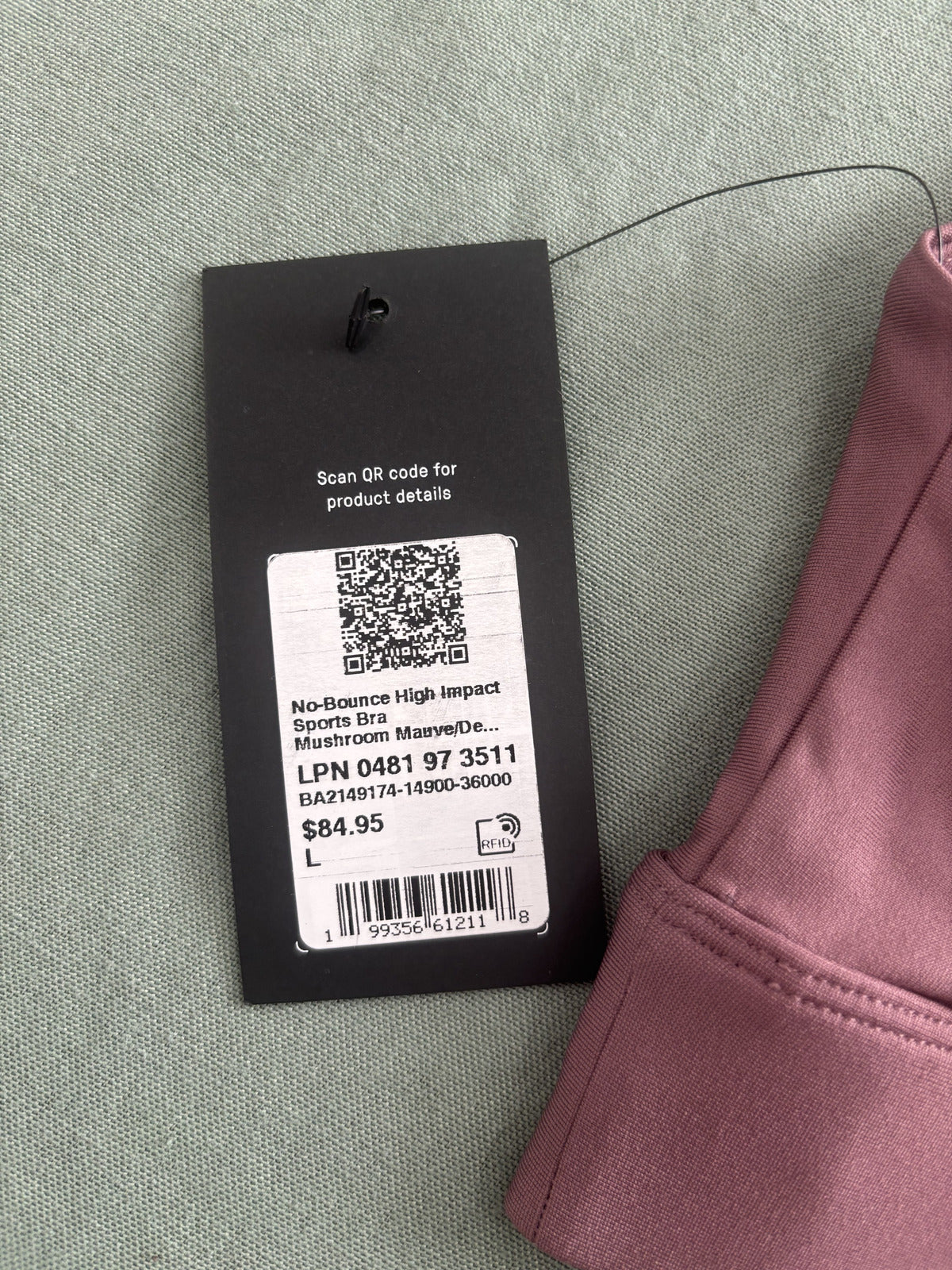 Fabletics No-Bounce High Impact Sports Bra Size L/10 Mauve