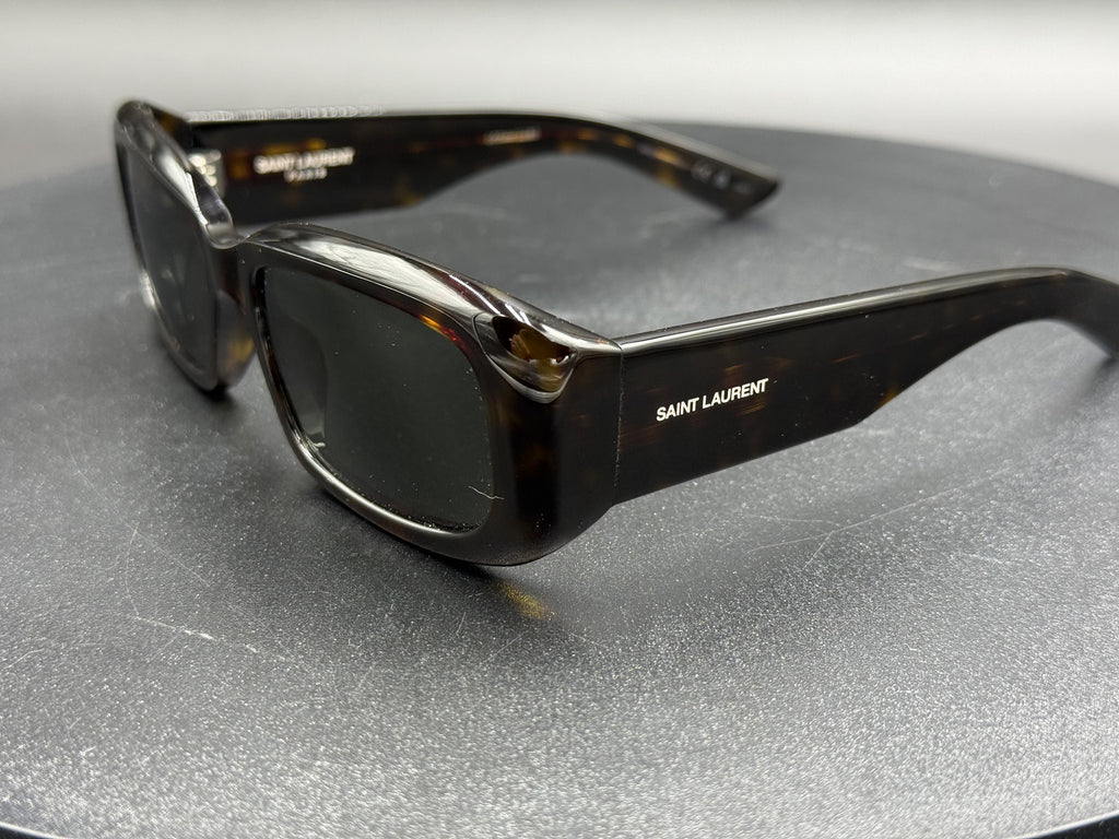 Saint Laurent Paris Tortoise Rectangular Sunglasses