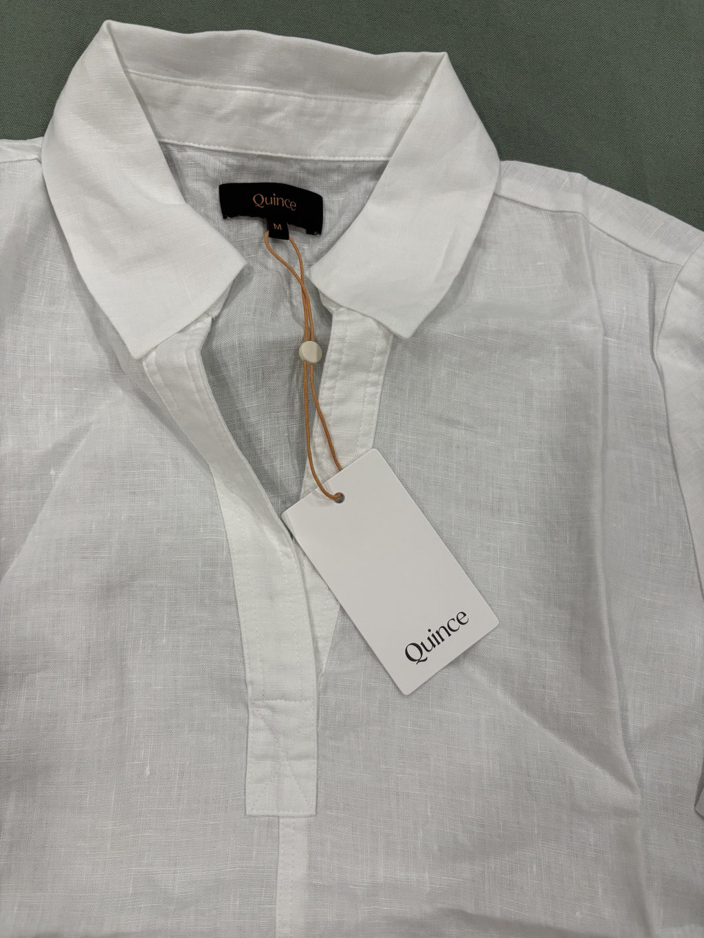 Quince White 100% Linen Polo Shirt M NWT