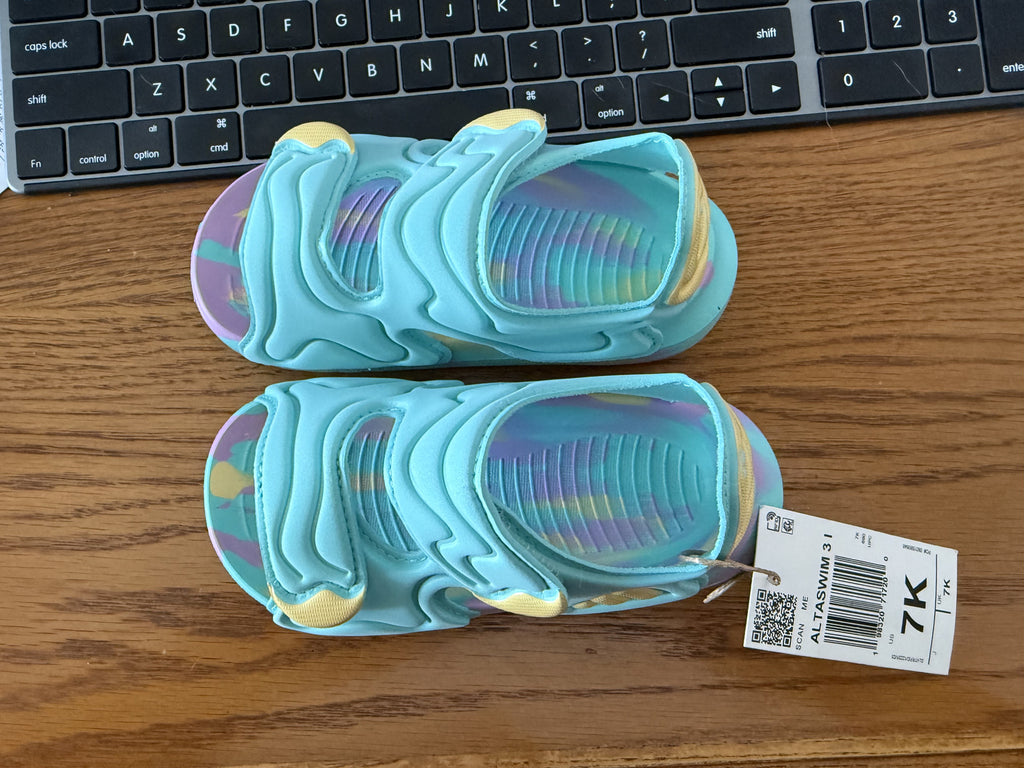 Adidas Altaswim 3I Kids Sandals Size 7K NWT - Aqua Tie-Dye