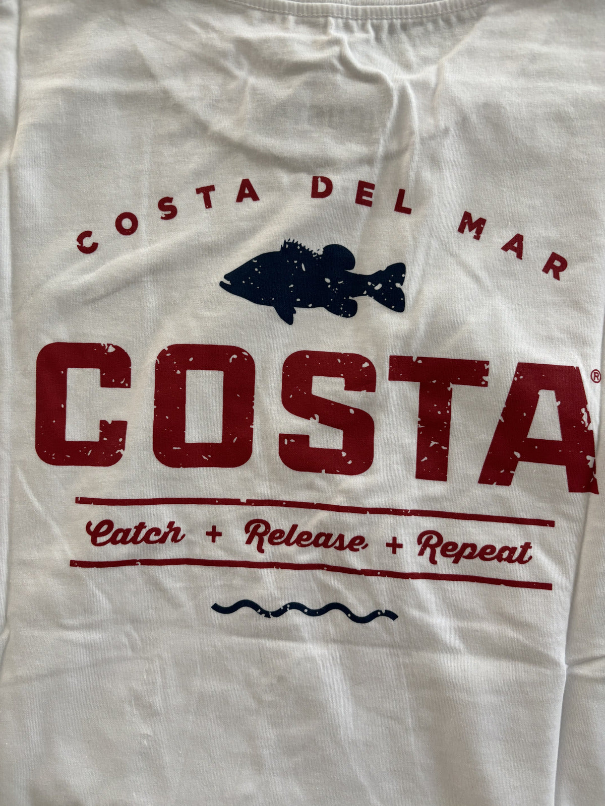 Costa White Short Sleeve T-Shirt XL Catch Release Repeat