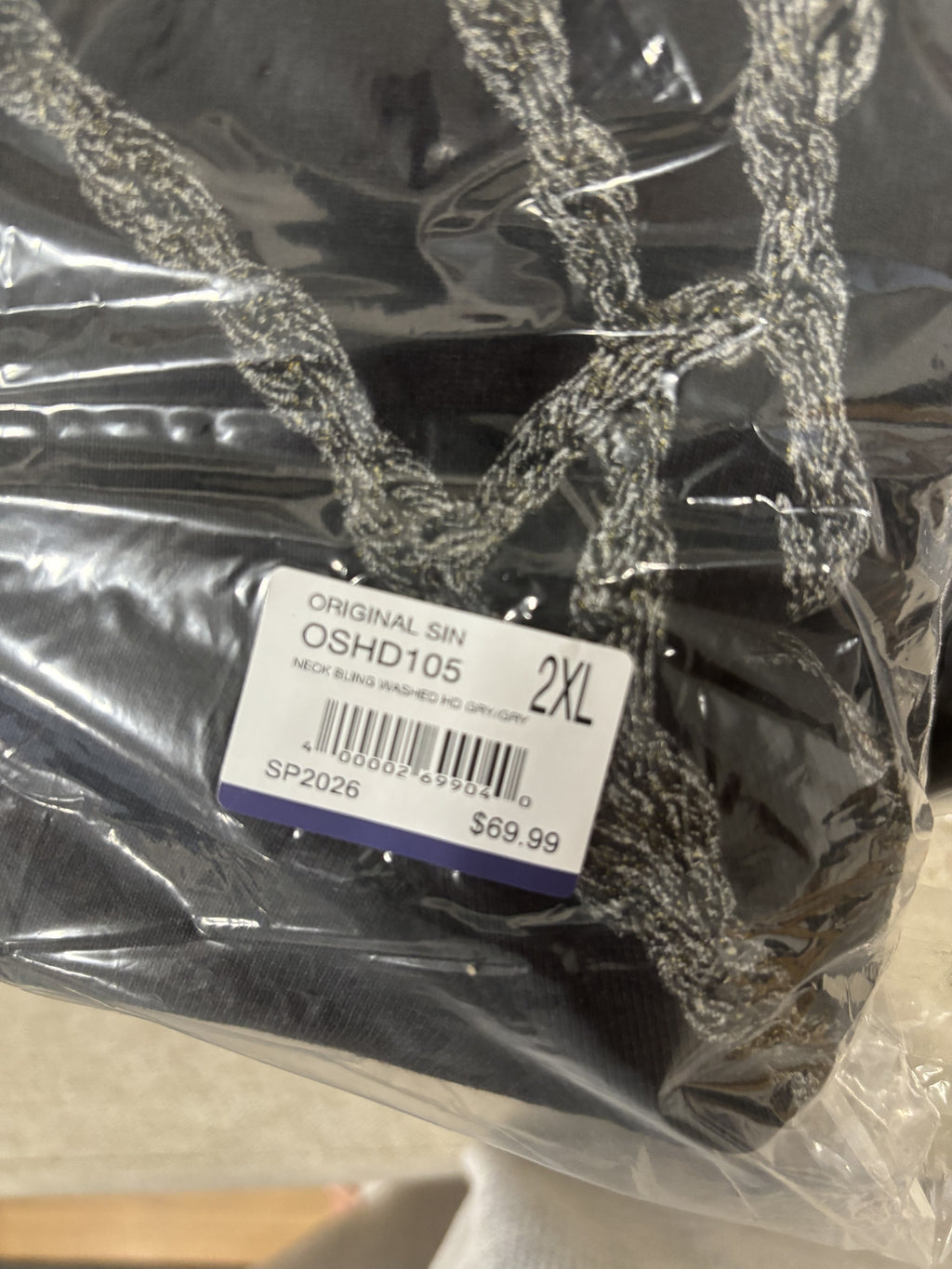 Original Sin Black Hoodie with Cross Chains Size 2XL
