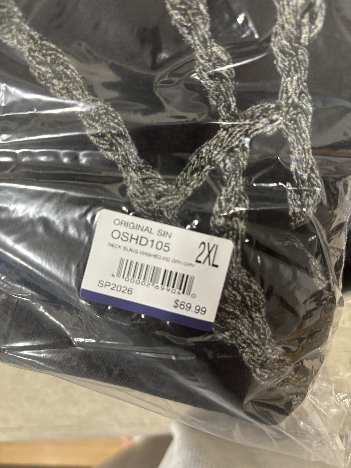 Original Sin Black Hoodie with Cross Chains Size 2XL
