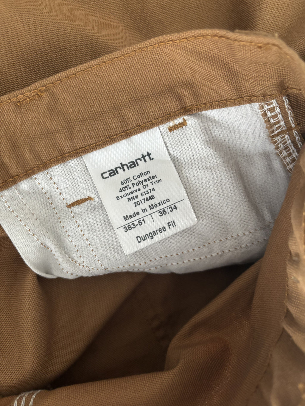 Carhartt Dungaree Fit Work Pants 36x34 Brown Heavy Duty