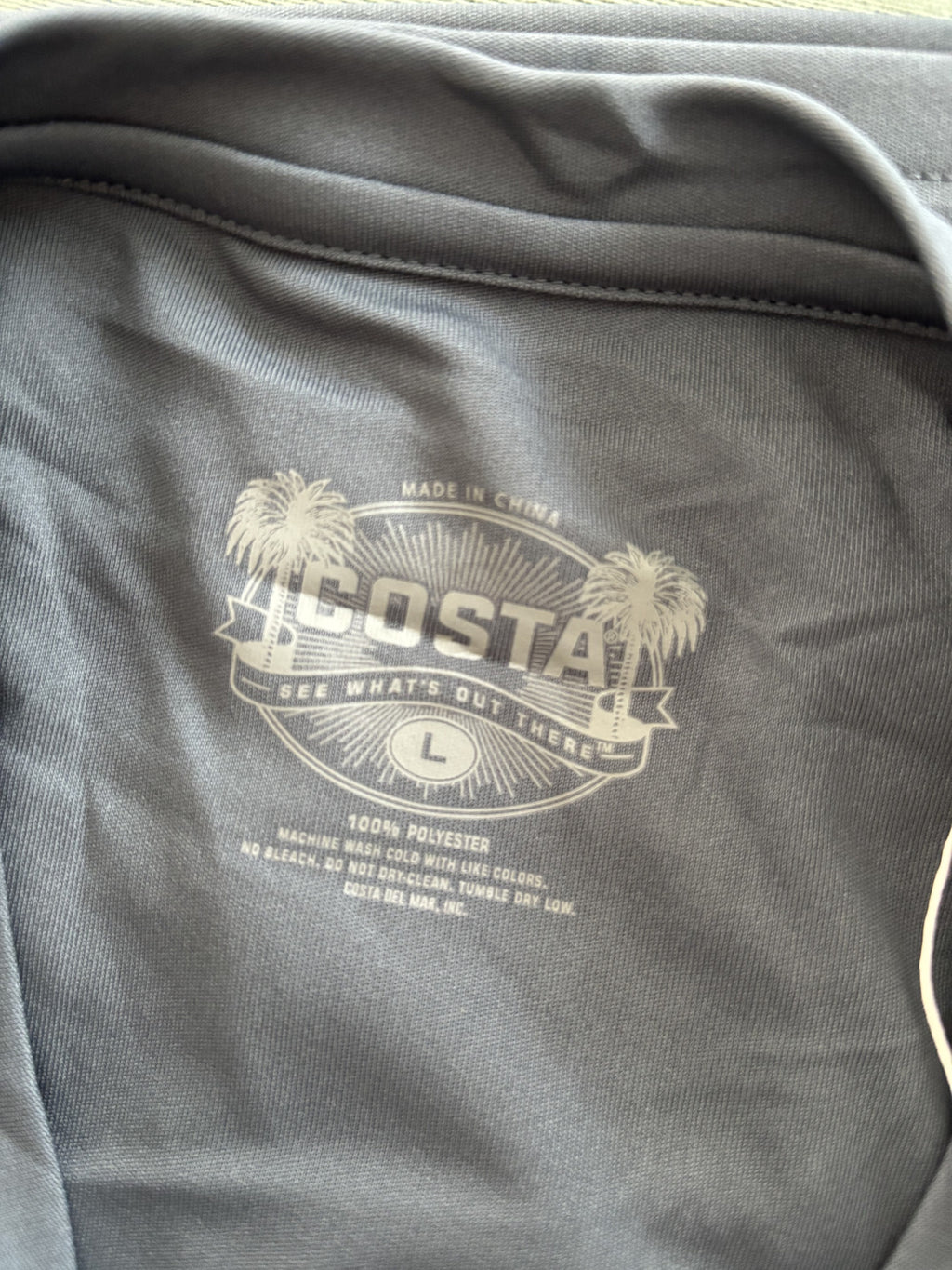 Costa Technical Crew Long Sleeve Shirt Large Gray with Logo