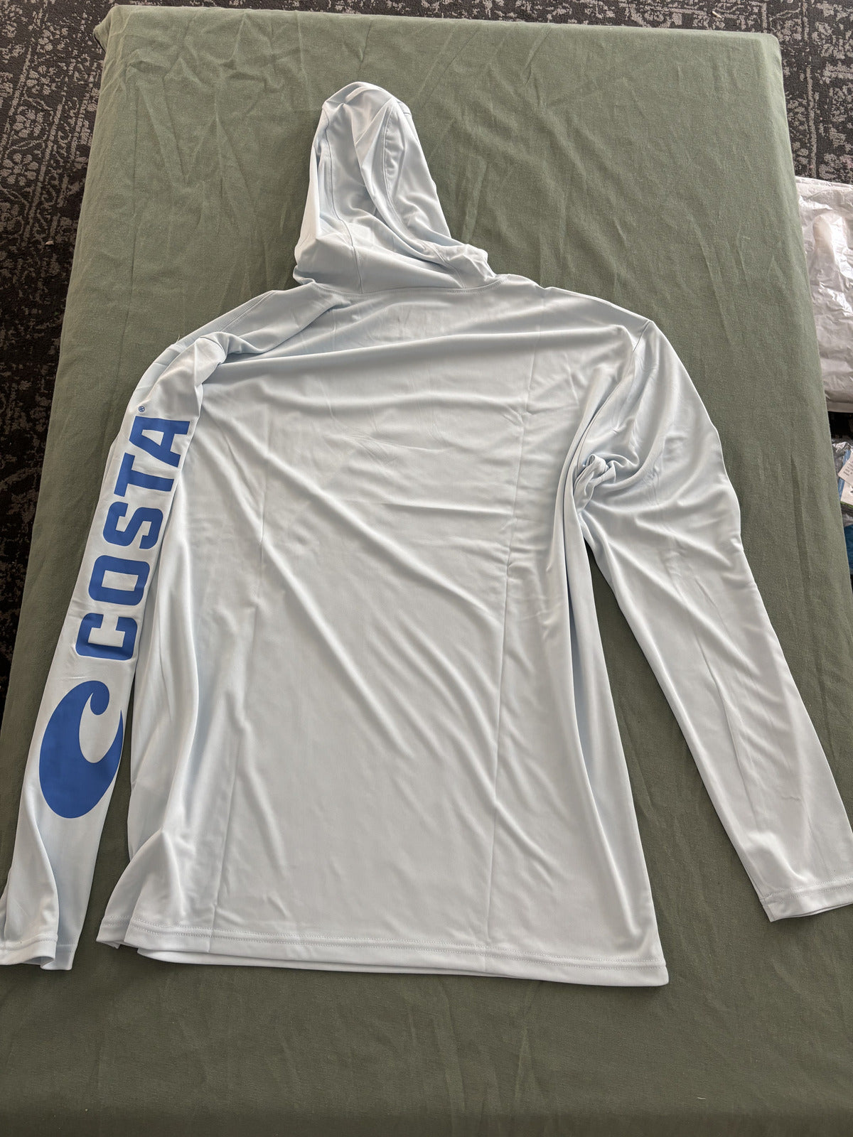 Costa Technical Hooded Long Sleeve Shirt Medium Light Blue