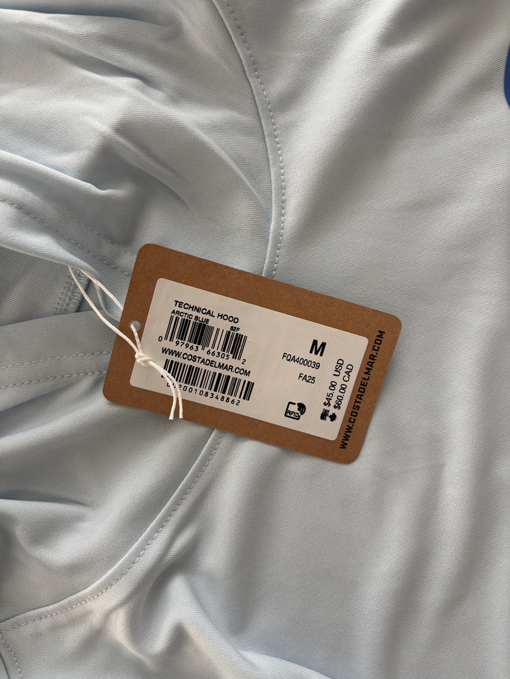 Costa Technical Hooded Long Sleeve Shirt Medium Light Blue