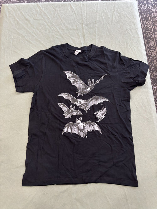 Black Graphic Bat Print T-Shirt Medium