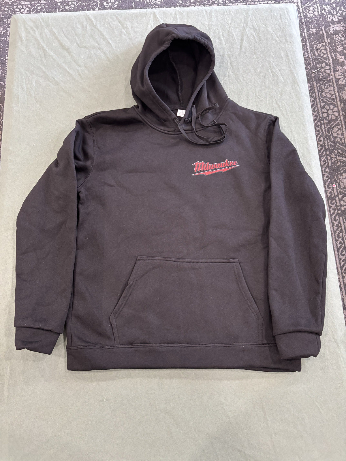 Milwaukee Black Hoodie with Red Logo and Skull Design