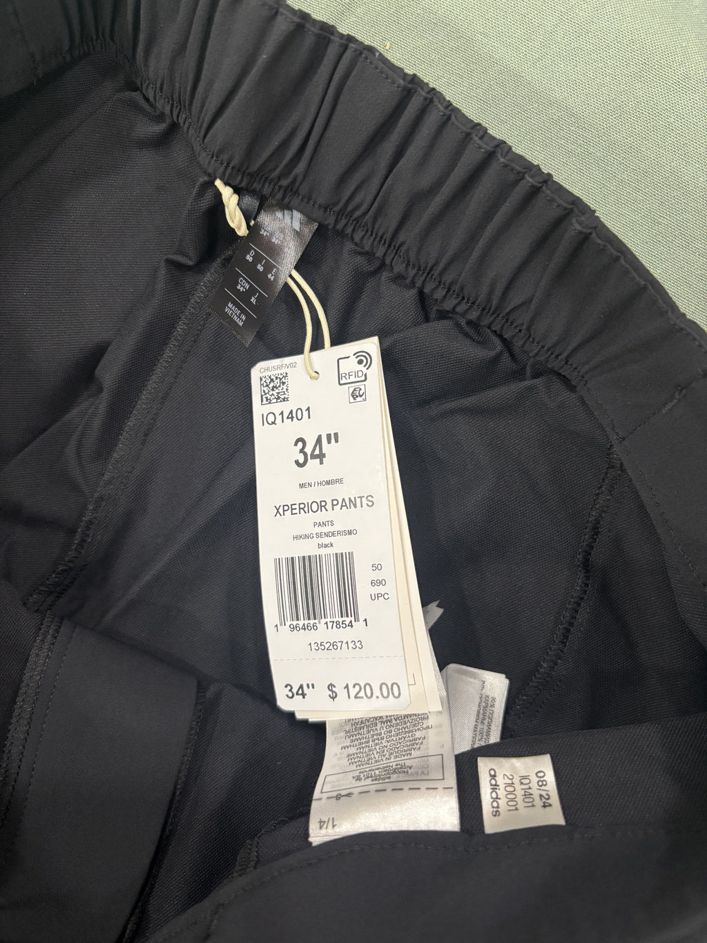 Adidas Terrex Xperior Black Outdoor Pants 34" Waist