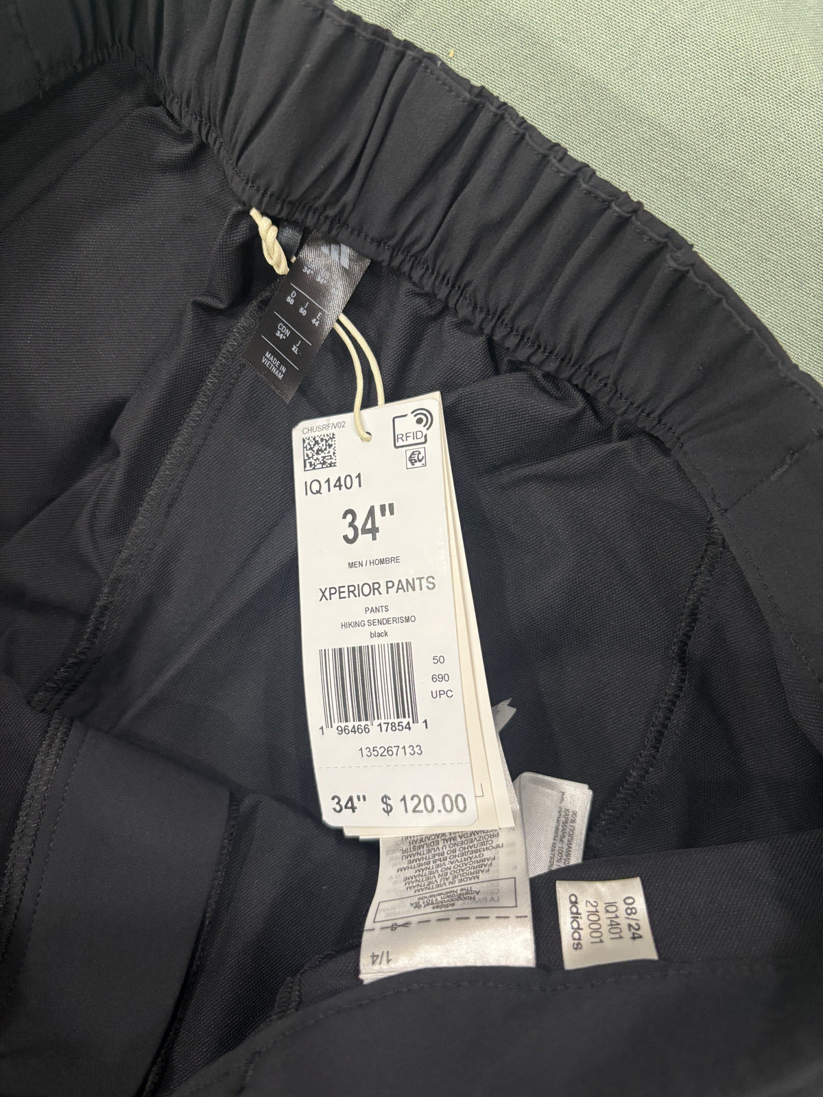 Adidas Terrex Xperior Black Outdoor Pants 34" Waist