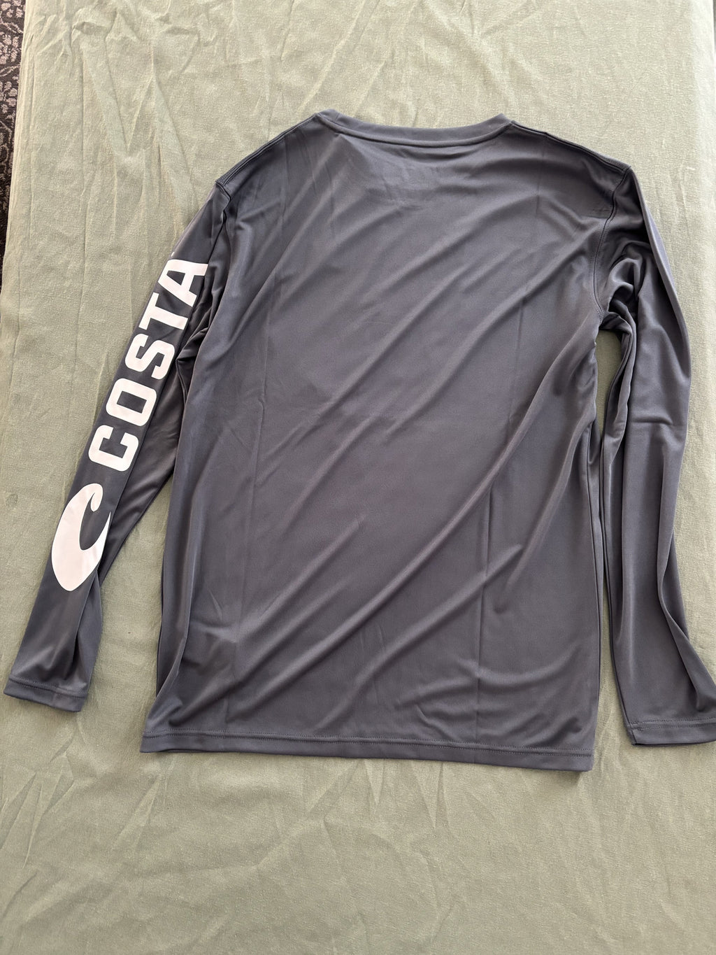 Costa Technical Crew Long Sleeve Shirt Large Gray with Logo