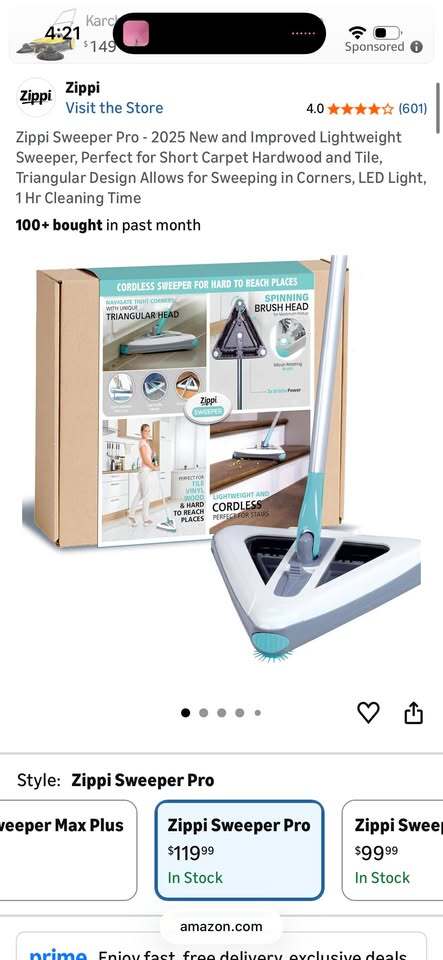 🧹 Zippi Sweeper Pro – Rechargeable TriBrush 360° Cleaning System