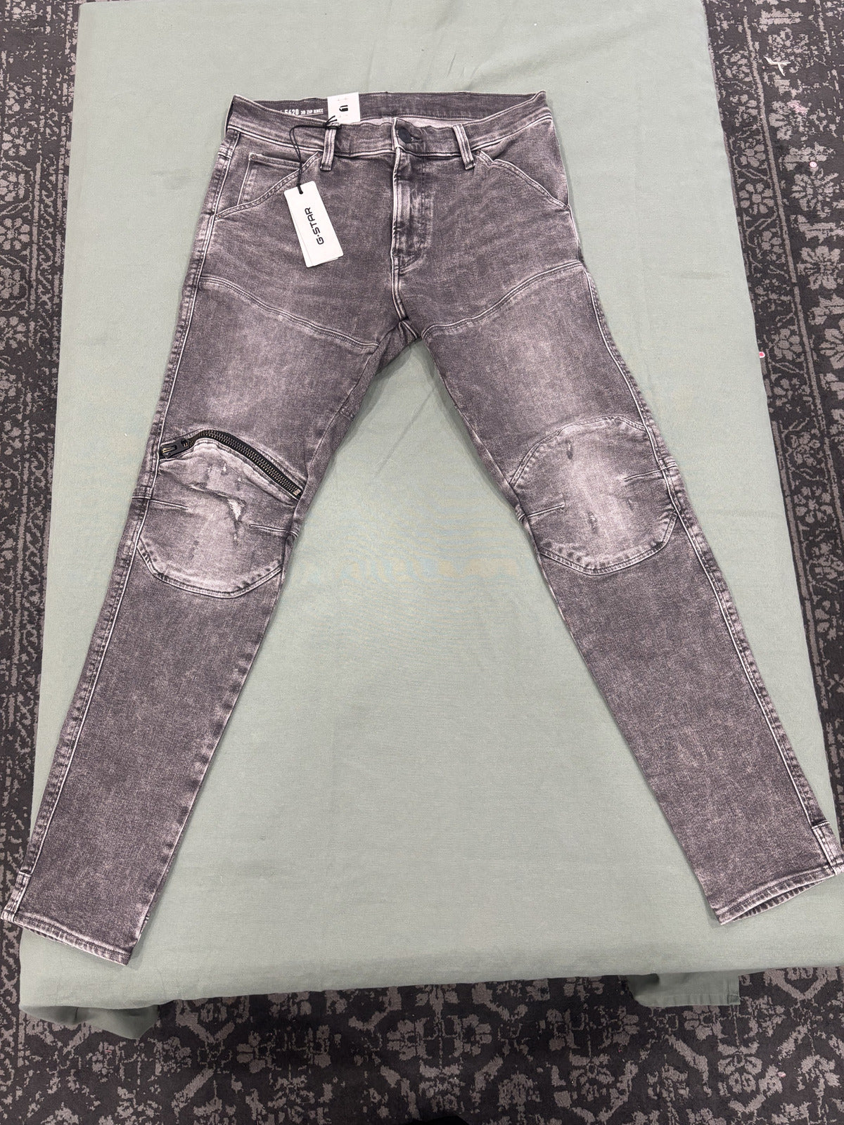 G-Star Raw 5620 3D Zip Knee Skinny Jeans in Faded Black Grey