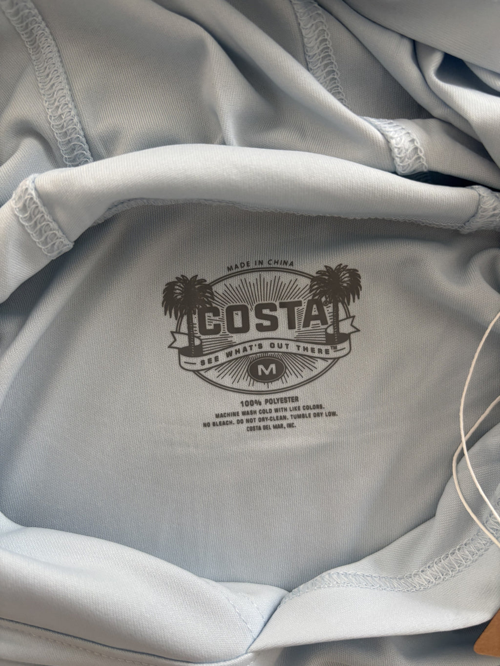Costa Technical Hooded Long Sleeve Shirt Medium Light Blue