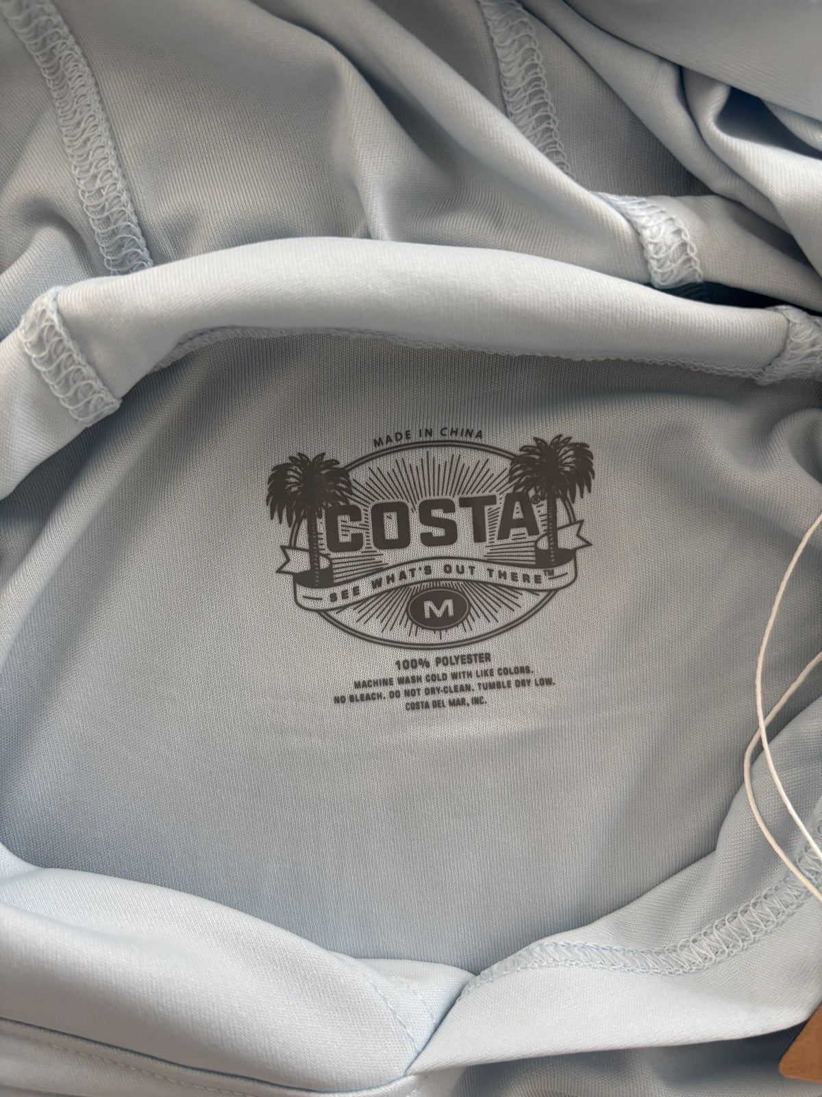 Costa Technical Hooded Long Sleeve Shirt Medium Light Blue