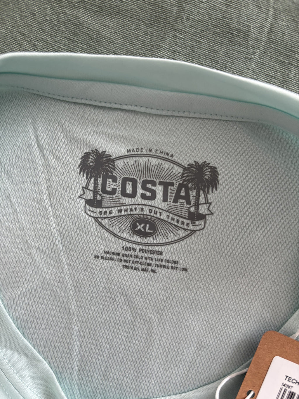 Costa Technical Crew Long Sleeve Shirt XL Light Green