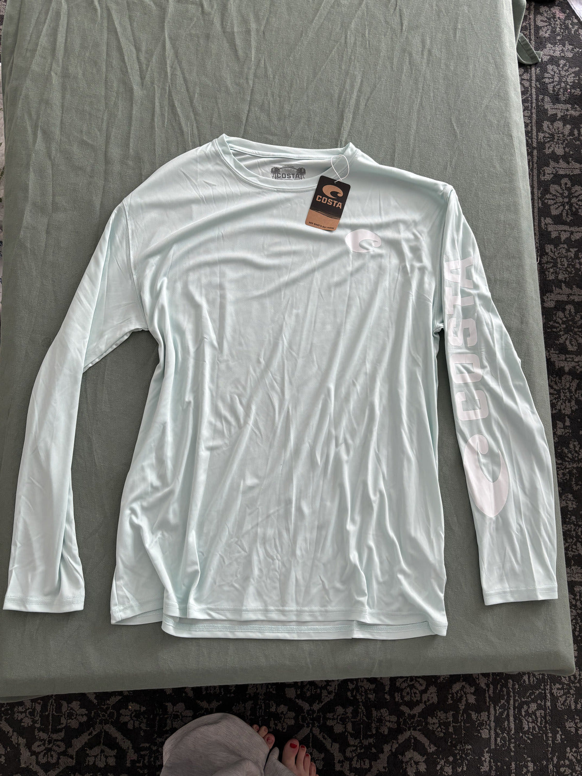 Costa Technical Crew Long Sleeve Shirt XL Light Green