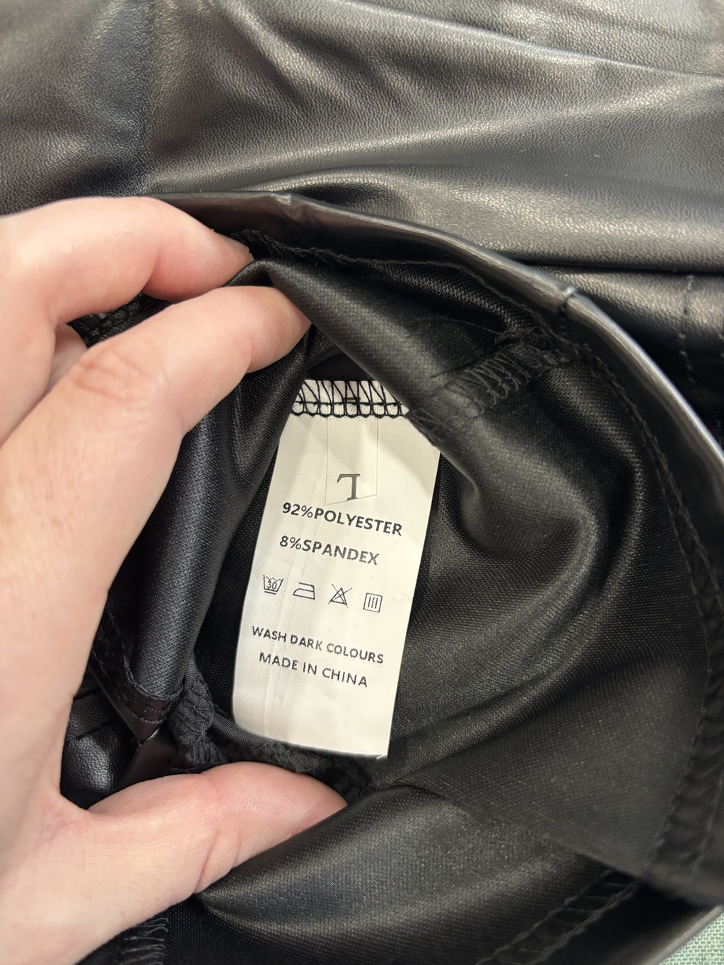 Black Faux Leather Mini Skirt with Built-in Shorts Size L