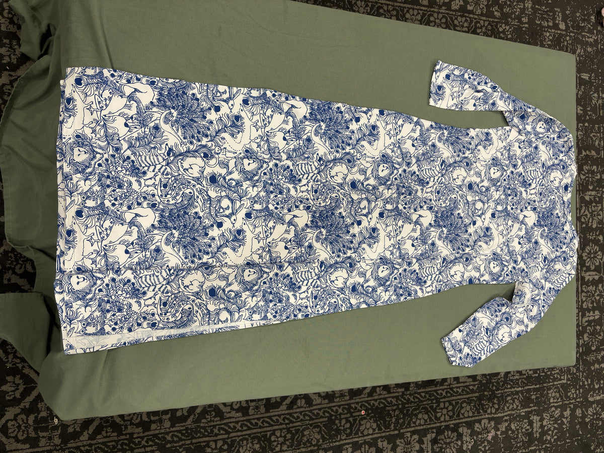 Lilly Pulitzer Blue and White Maxi Dress - Large