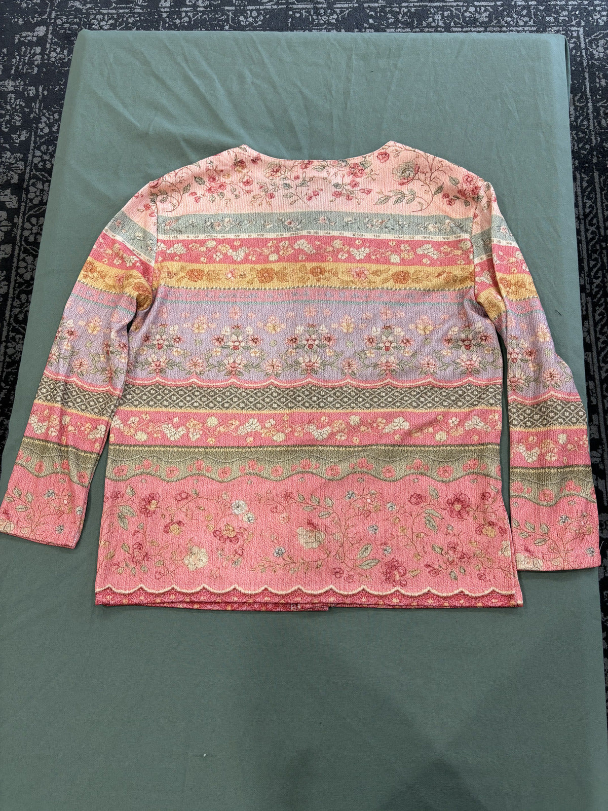 Vintage Floral Patterned Button-Up Cardigan Sweater Size L